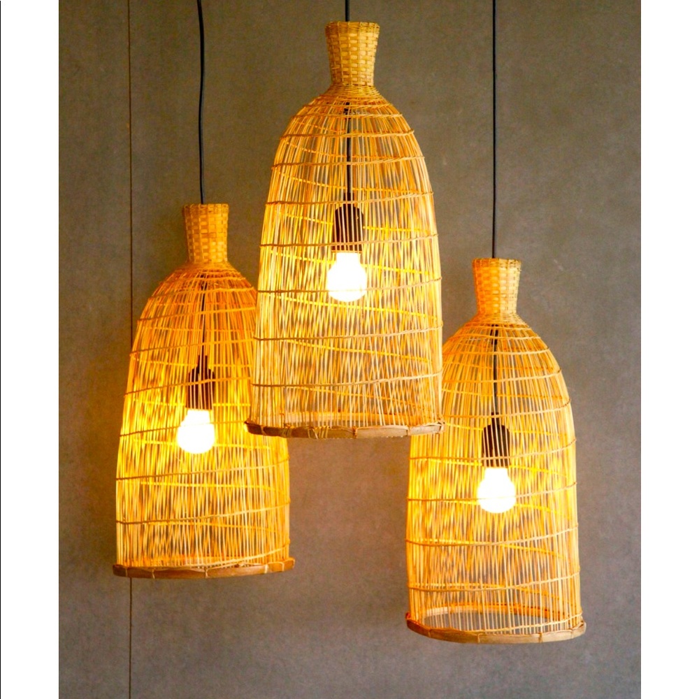 Bamboo pendant lights can be hardwired